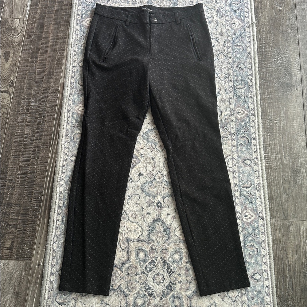 Banana republic stretchy black polka dot pants with front pockets (4)